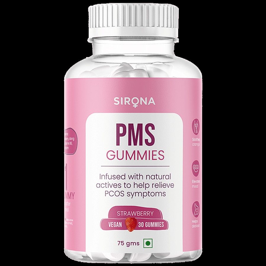 SIRONA PMS Strawberry Flavoured Gummies | Alleviates Period Cramps