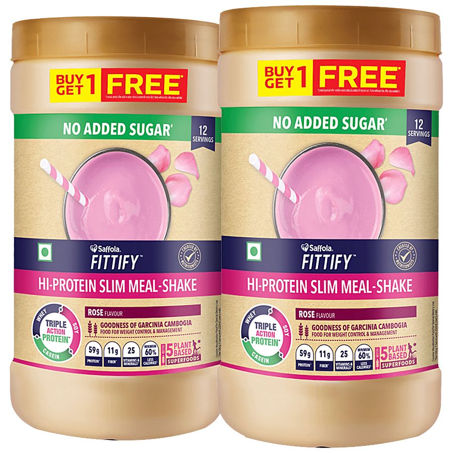 Saffola FITTIFY Rose Hi-Protein Slim Meal-Shake - No Added Sugar