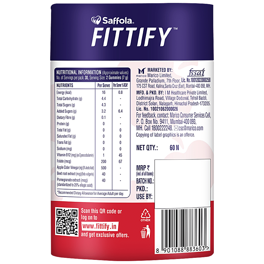 Saffola FITTIFY The Perfekt Gummies - Apple Cider Vinegar With The Mother