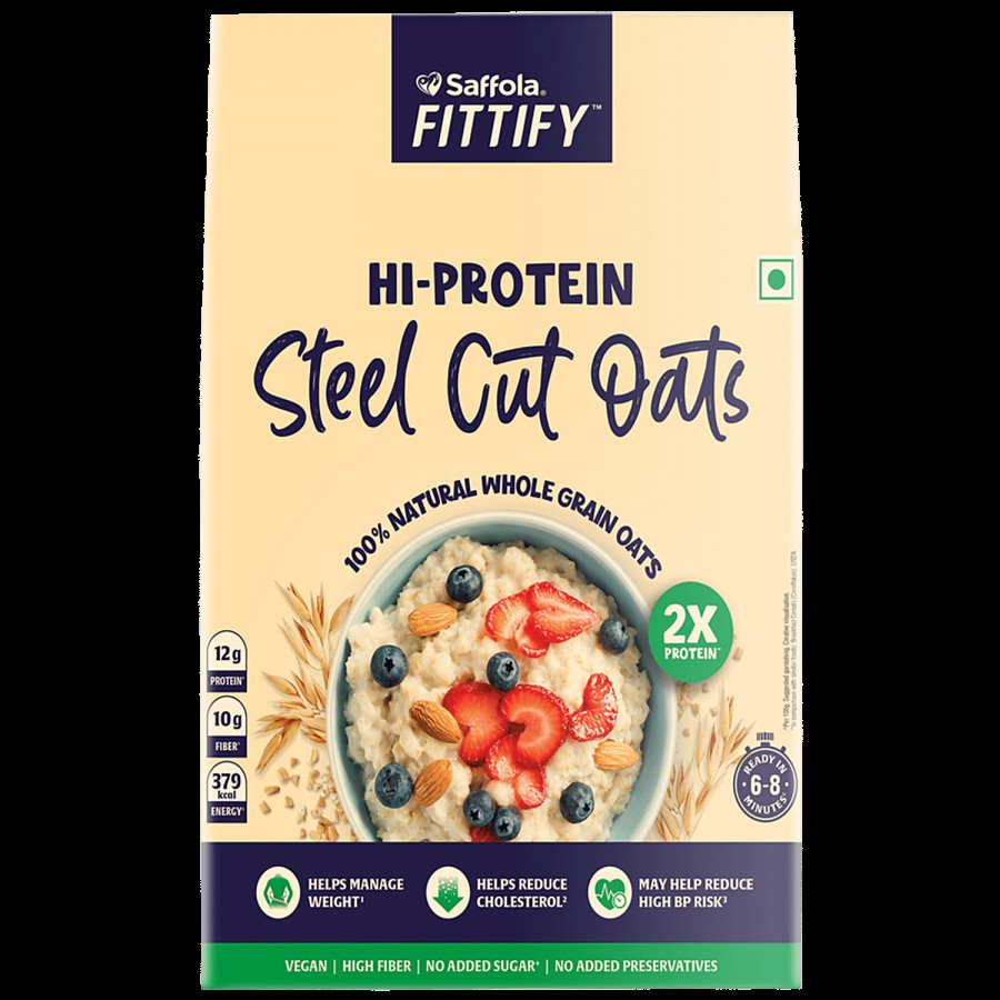 Saffola FITTIFY Hi-Protein Steel Cut Oats - High Fibre