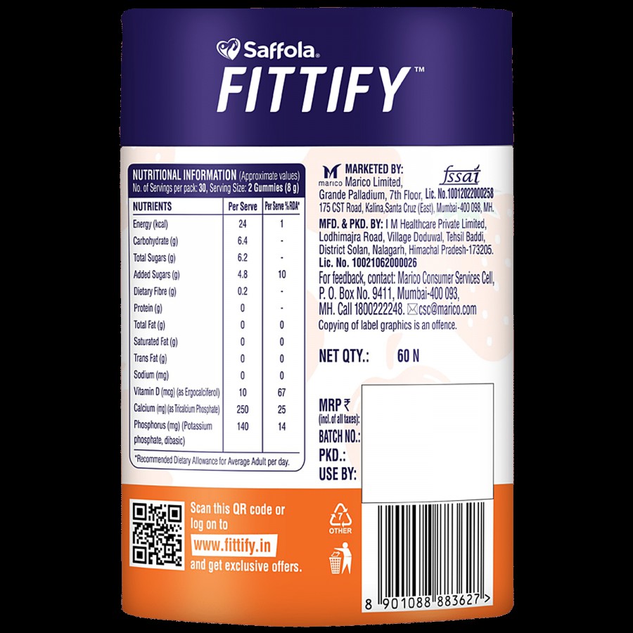 Saffola FITTIFY The Perfekt Gummies - For Bone Health