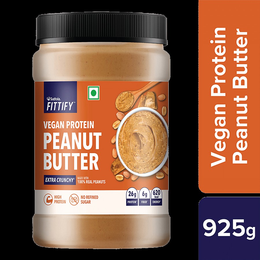 Saffola FITTIFY Vegan Protein Peanut Butter Extra Crunchy 925g