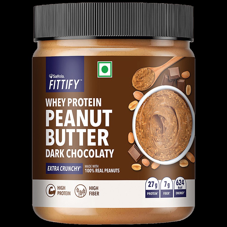 Saffola FITTIFY Whey Protein Peanut Butter Dark Chocolaty Extra Crunchy