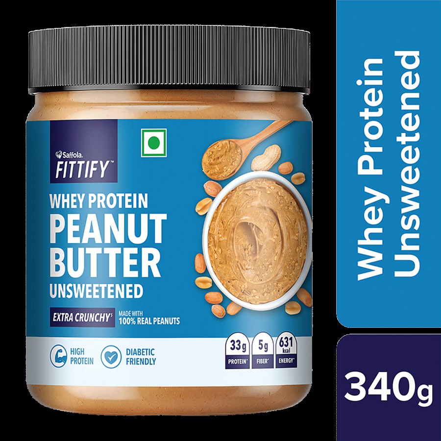 Saffola FITTIFY Whey Protein Peanut Butter Unsweetened Extra Crunchy