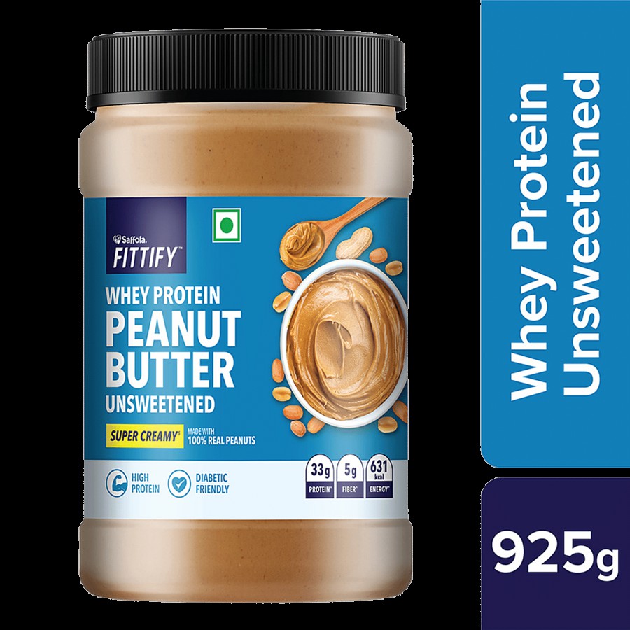 Saffola FITTIFY Whey Protein Peanut Butter Unsweetened Super Creamy