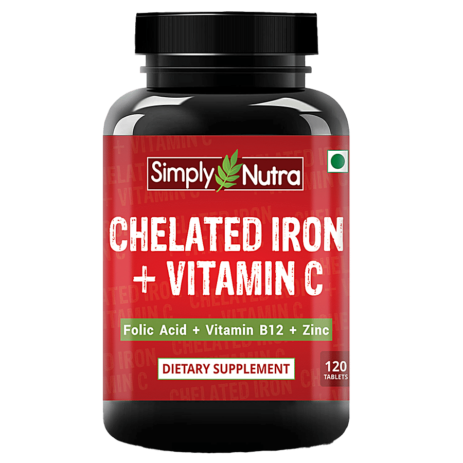 Simply Nutra Chelated Iron & Vitamin C Dietary Supplement - Helps In Rbc Formation