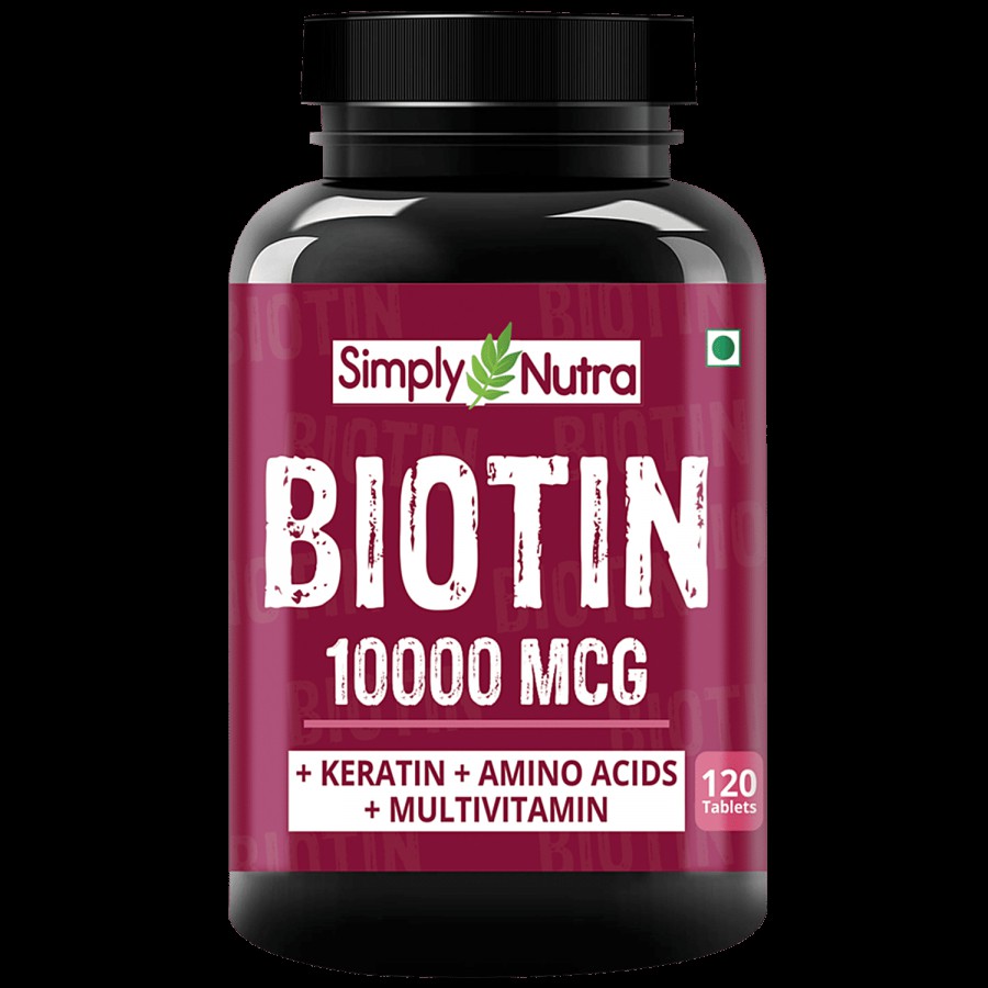 Simply Nutra Biotin 10000mcg With Keratin Tablet - For Hair