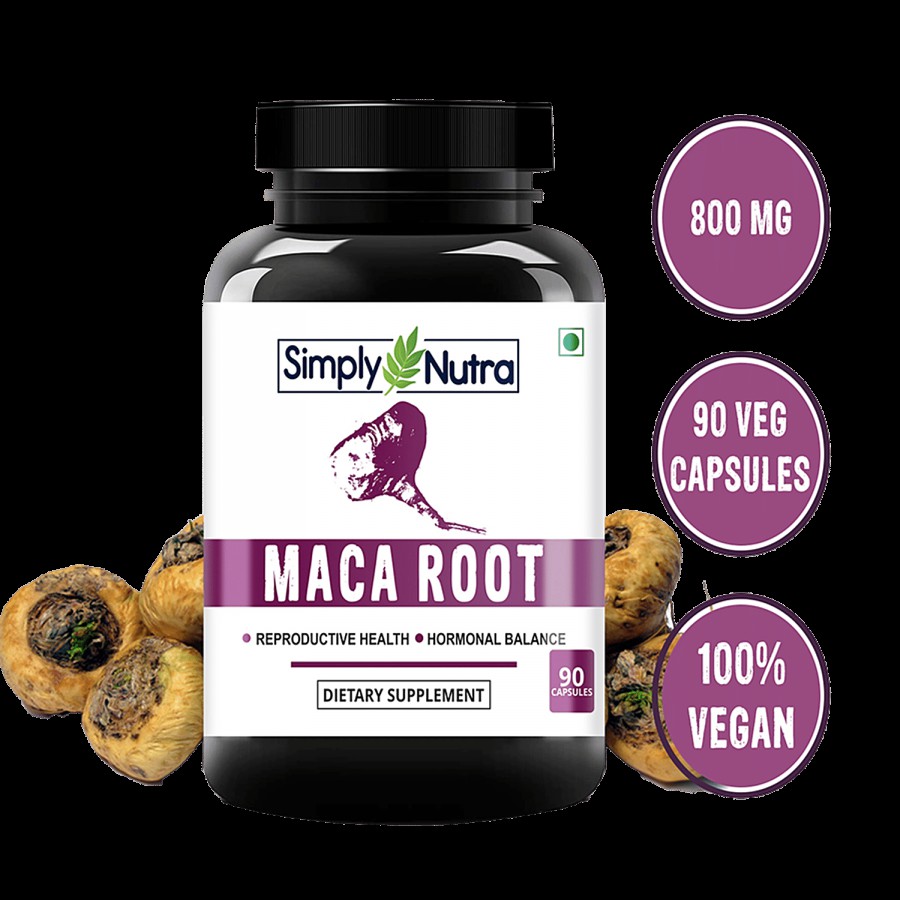 Simply Nutra Maca Root Dietary Supplement Capsules - For Hormonal Balance