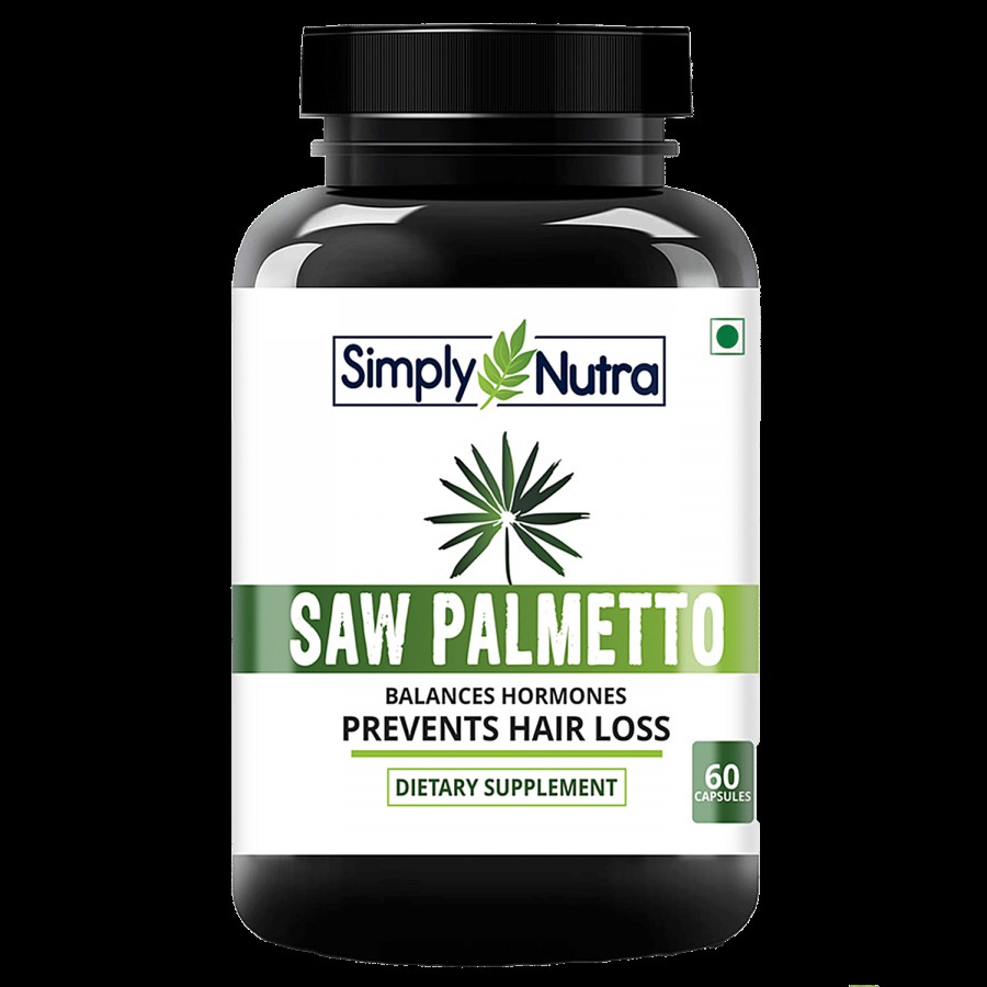 Simply Nutra Saw Palmetto Dietary Supplement Capsules - Controls Hair Loss