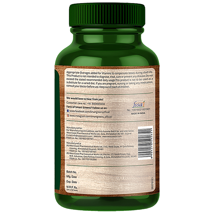 Smart Greens Plant Based Iron Capsules - Boosts Hemoglobin & Immunity