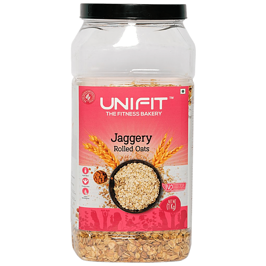 Unifit Jaggery Rolled Oats - High Fiber