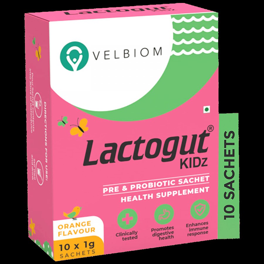 Velbiom Lactogut Kidz Pre & Probiotic Supplement - Helps Prevent Diarrhea