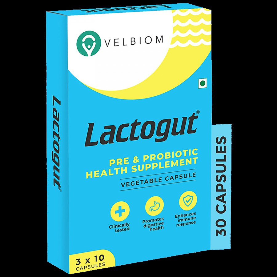 Velbiom Lactogut Pre & Probiotic Supplement Capsule - For Acute & Severe Digestive Issues