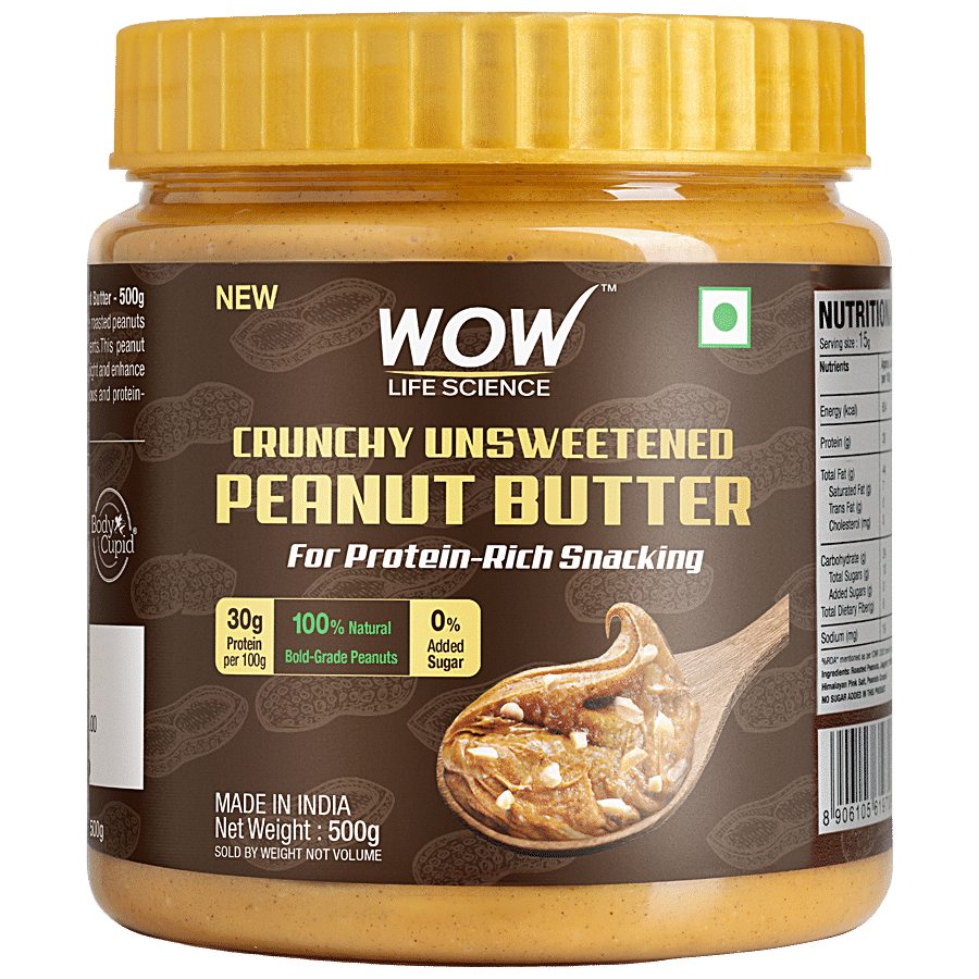 WOW Life Science  Crunchy Unsweetened Peanut Butter - Natural