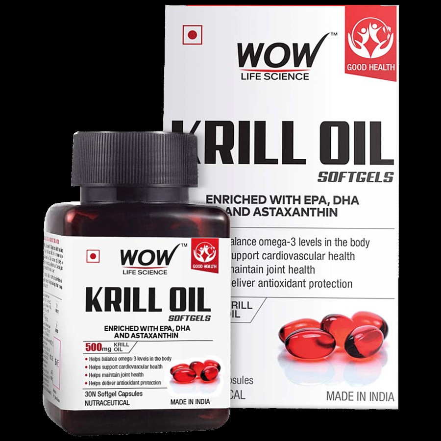 WOW Life Science  Krill Oil 500 mg Softgel Capsule - Helps Mai