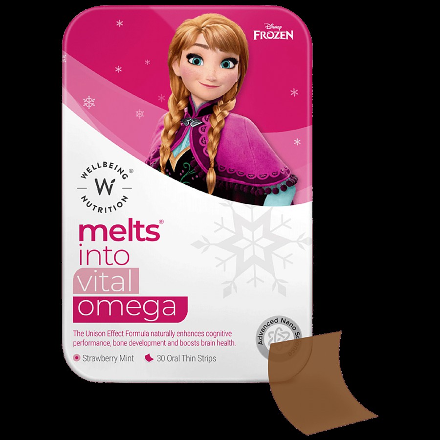 Wellbeing Nutrition Frozen Anna Melts Oral Thin Strips For Kids - Vegan Algae Omega-3 For Brain