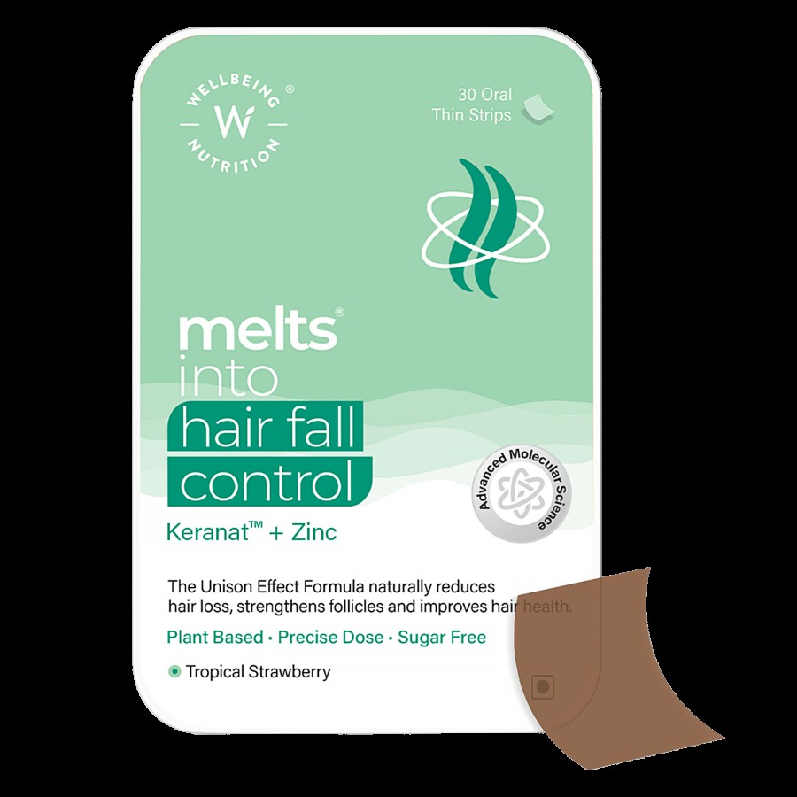 Wellbeing Nutrition Melts Hair Fall Control Plant Based Hair Loss Support Improved Volume & Growth Oral Strips