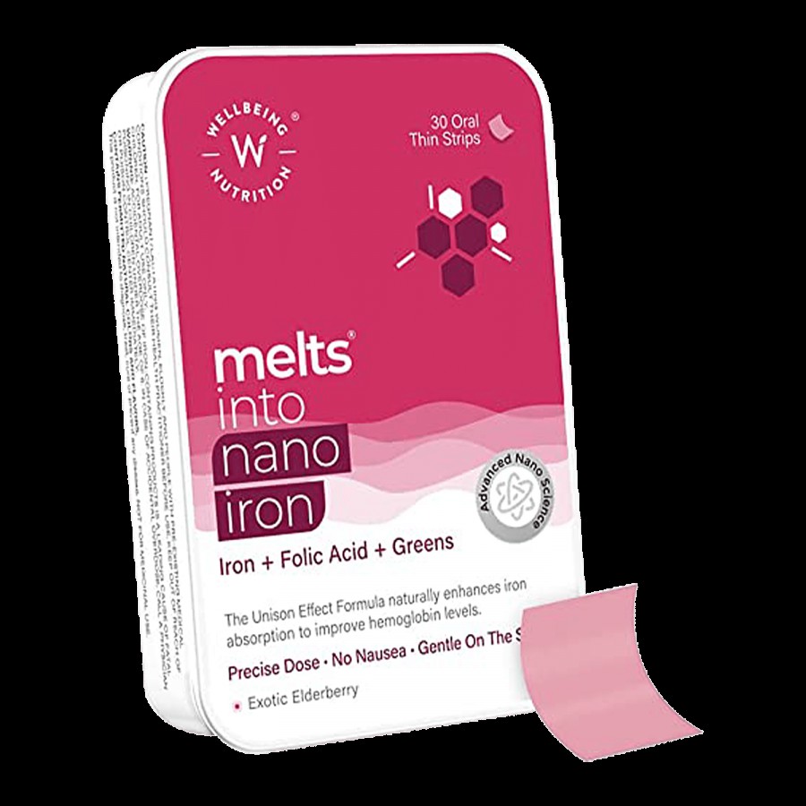 Wellbeing Nutrition Melts Nano Iron Oral Thin Strips - Green