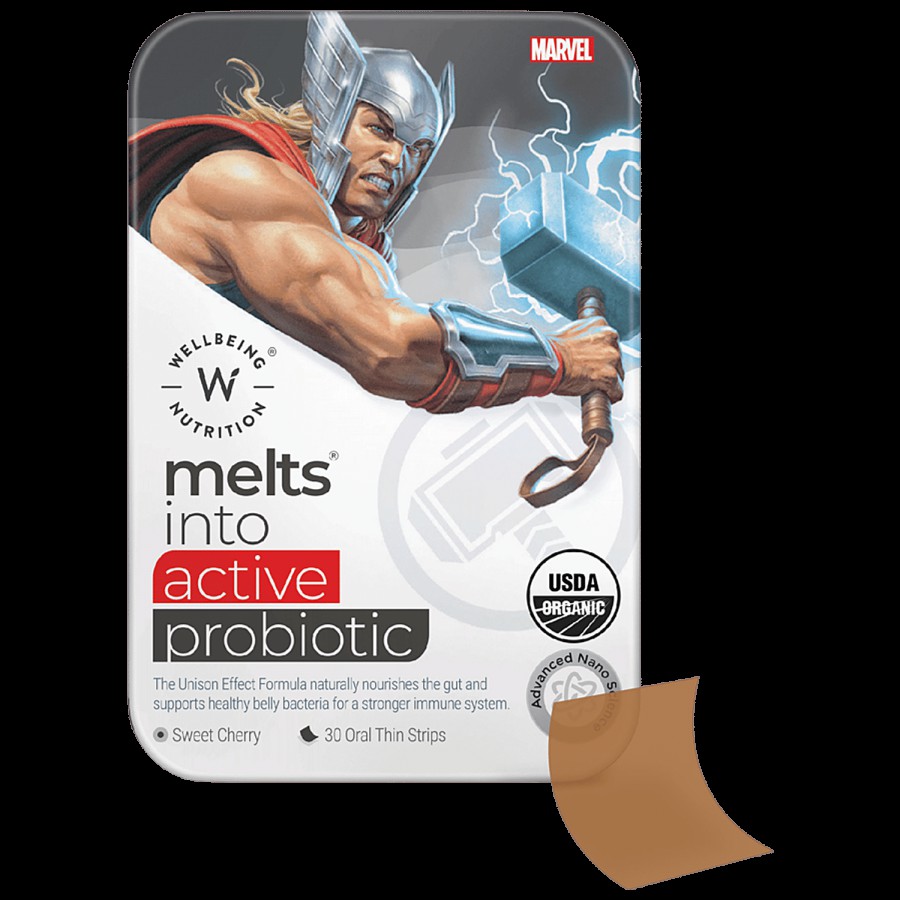 Wellbeing Nutrition Nutrition Marvel Thor Melts Kids Organic Active Probiotic & Prebiotic