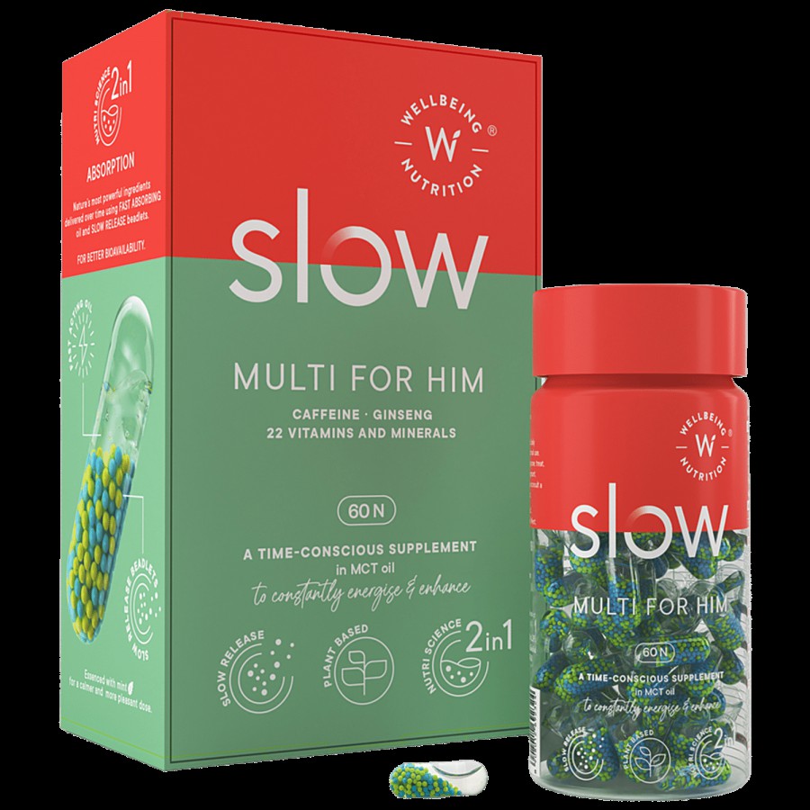 Wellbeing Nutrition Slow Multivitamin For Him - Caffeine