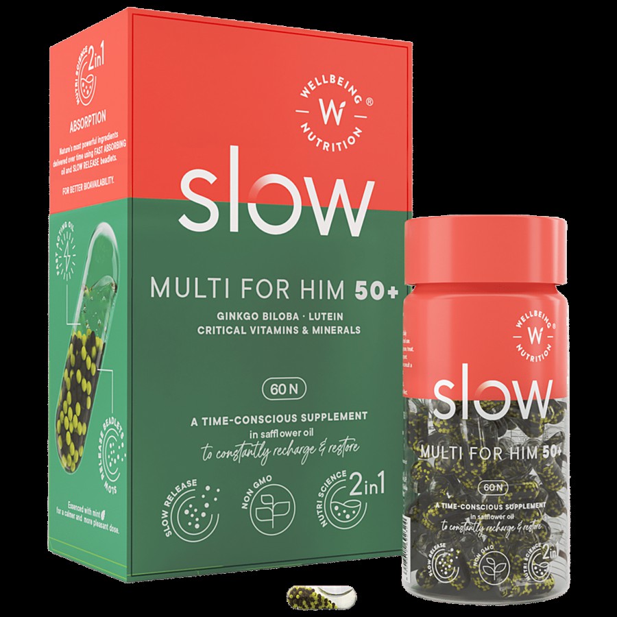 Wellbeing Nutrition Slow Multivitamin For Him 50+ - Gingko Biloba