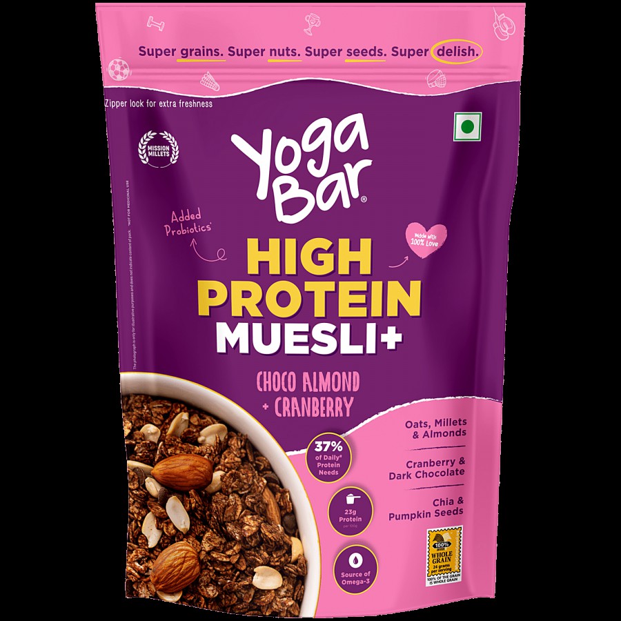 Yoga Bar 21g Protein Muesli + - Choco Almond + Cranberry