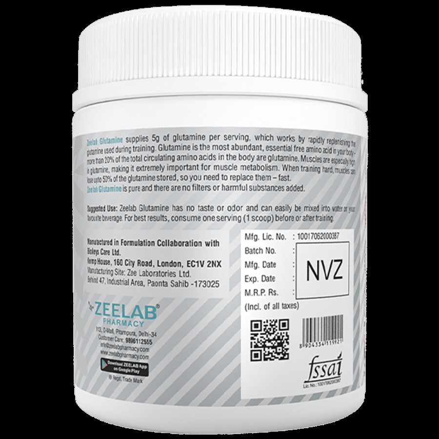 ZEELAB 100% Pure Micronised Glutamine - For Muscle Growth & Recovery