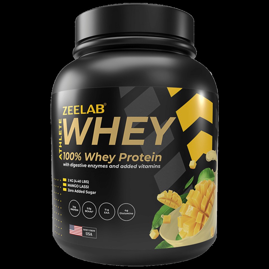 ZEELAB Athlete 100% Whey Protein Powder - Mango Lassi