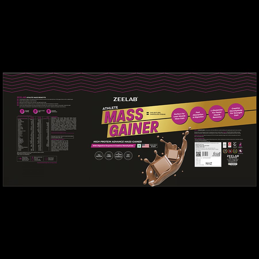 ZEELAB Athlete Mass Gainer - For Faster Muscle Recovery