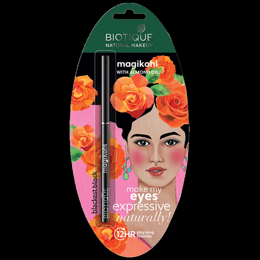 Biotique Natural Makeup Magikhol With Almond Oil - Ebony Black