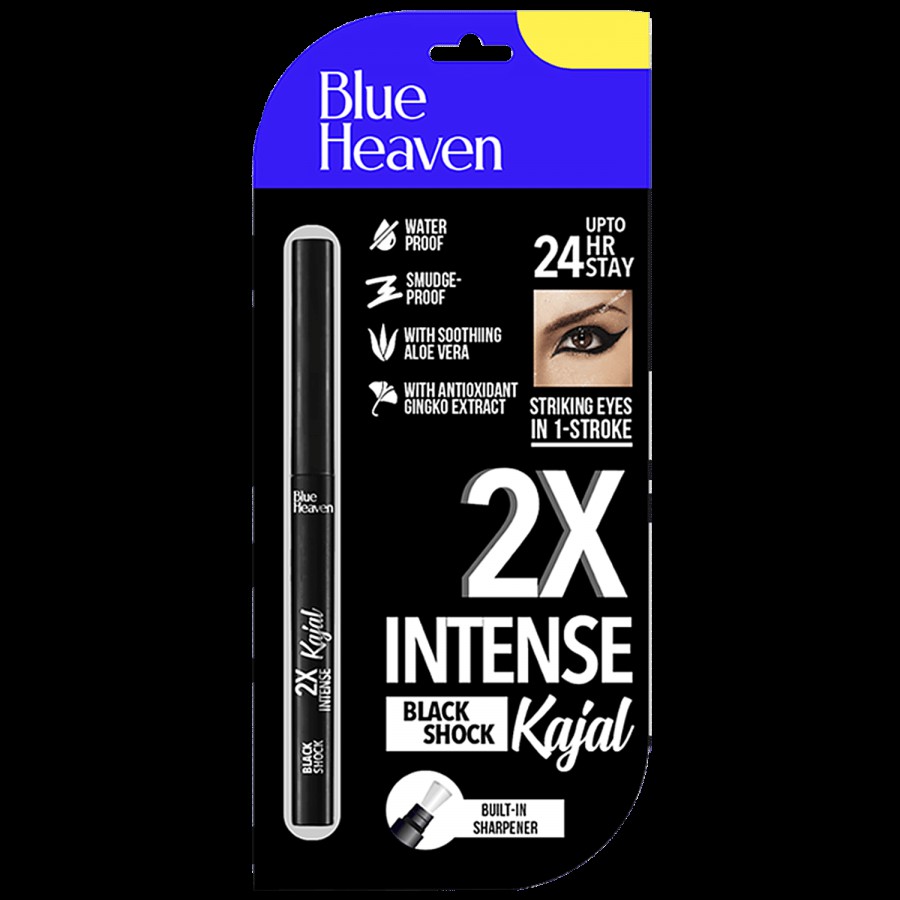 Blue Heaven 2X Intense Kajal Black Shock 0.31 g + Lip Bomb Bubble Gum Balm 8 g