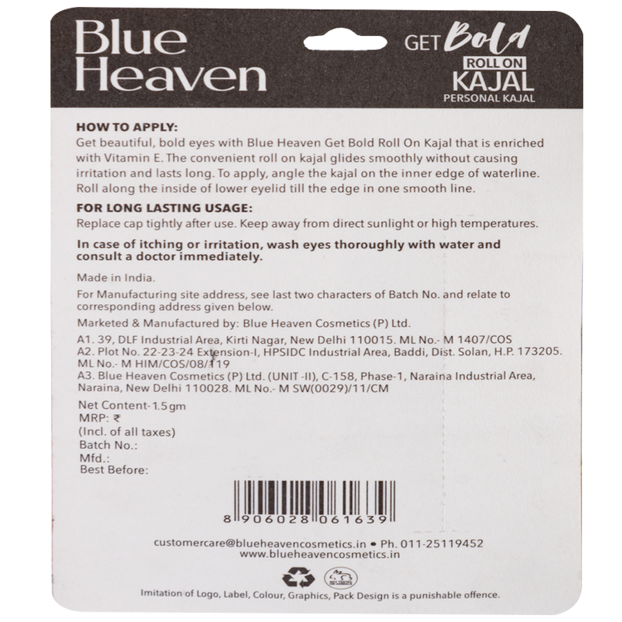 Blue Heaven Personal Kajal - Black