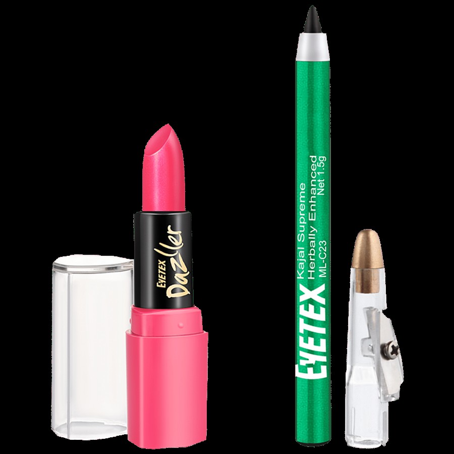 Eyetex Dazller Lipstick & Kajal Combo - Matte Finish