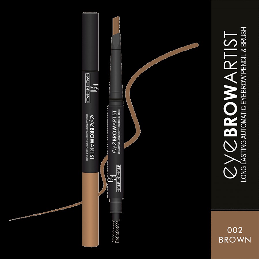 Half N Half Eye Brow Artist Long-Lasting Automatic Eyebrow Pencil & Brush - Easy Application