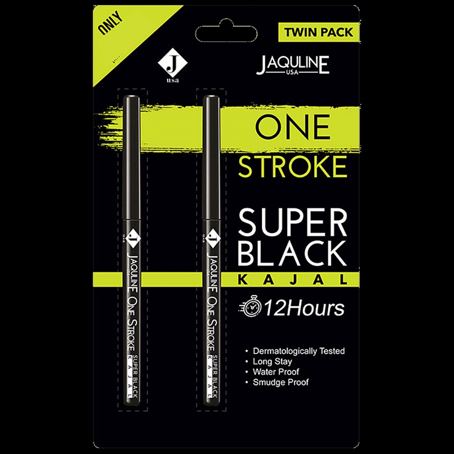 Jaquline USA One Stroke Super Black Kajal - Long Lasting