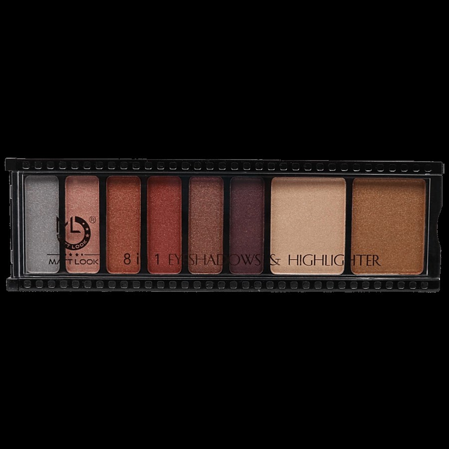 Mattlook 8 In 1 Eyeshadow & Highlighter Palette - High Pigmentation