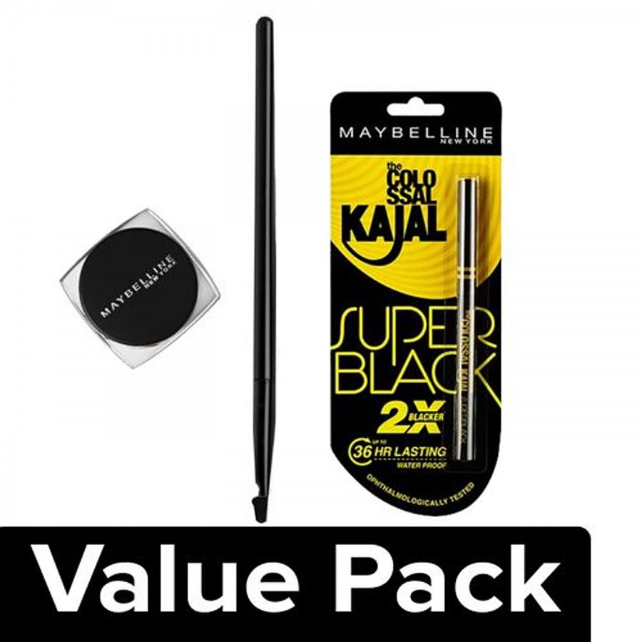 Maybelline New York Dramatic Gel Liner 2.5 g + New York Colossal Kajal - Super Black 0.35 g