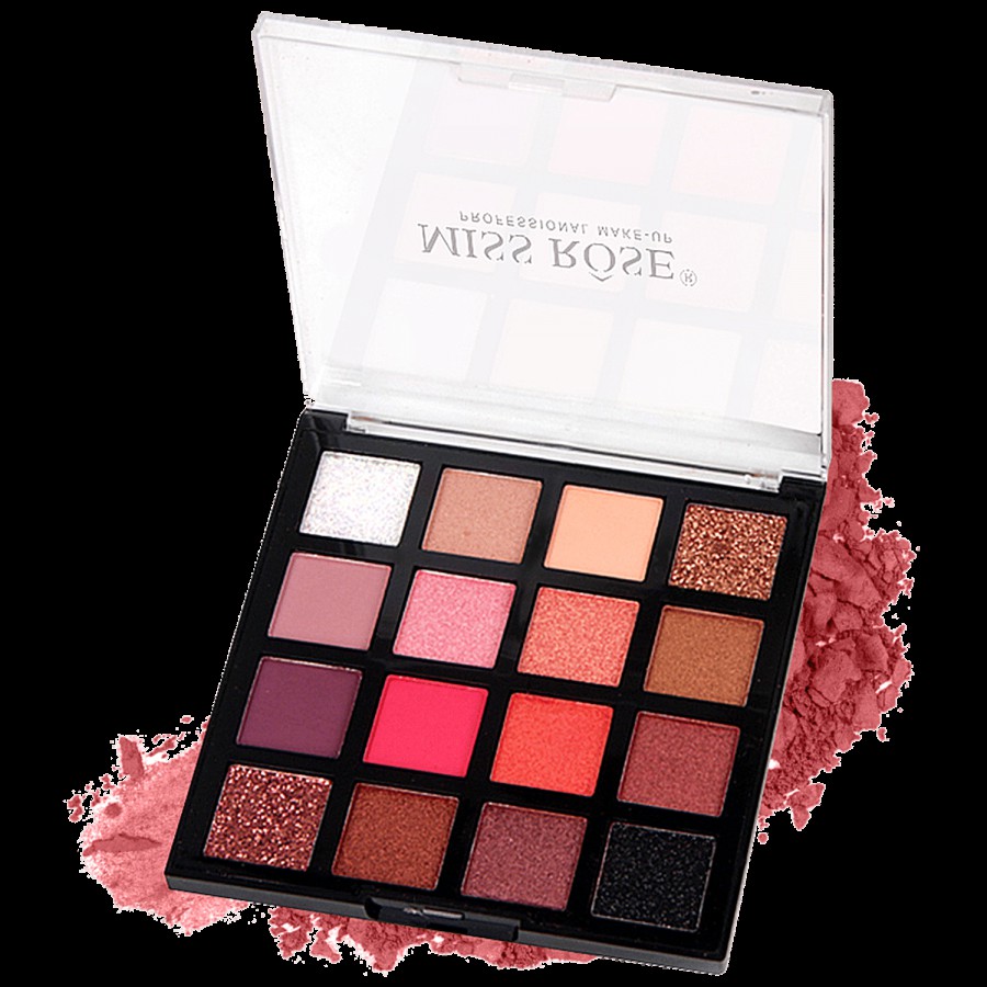 Miss Rose 16 Glitter & Matte Eyeshadow Palette - Highly Pigmented