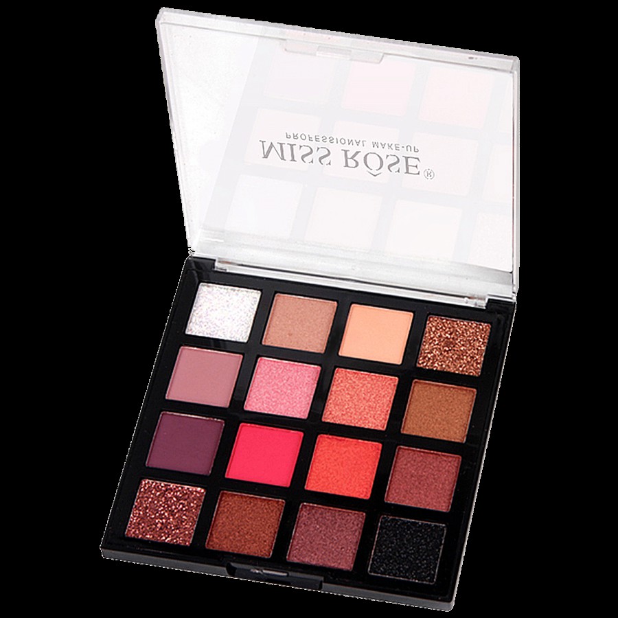 Miss Rose 16 Glitter & Matte Eyeshadow Palette - Highly Pigmented