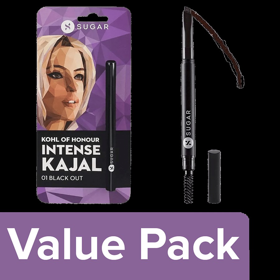 Sugar Cosmetics Arch Arrival Brow Definer 3.5 g + Kohl Of Honour Intense Kajal 0.25 g