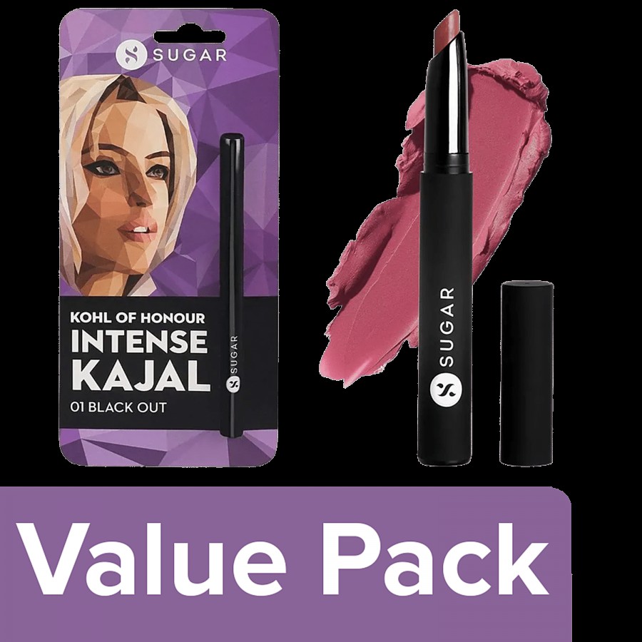 Sugar Cosmetics Matte Attack Transferproof Lipstick 2 g + Kohl Of Honour Intense Kajal 0.25 g