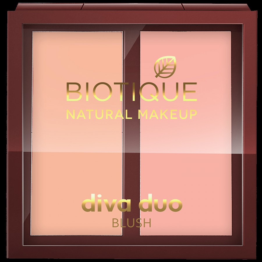 Biotique Natural Makeup Diva Duo Blush - Peppy-N-Peach