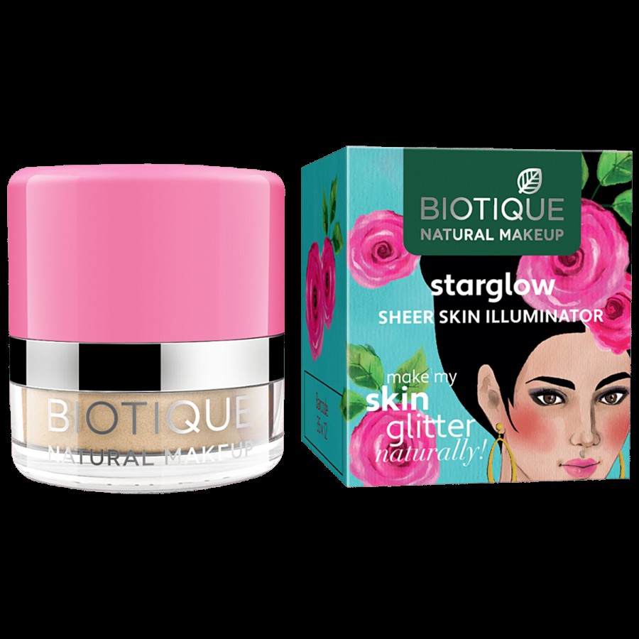 Biotique Natural Makeup Starglow Sheer Skin Illuminator - Rose-N-Quartz