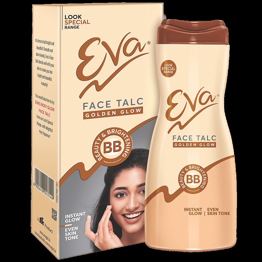 Eva Golden Glow Face Talc - For Instant Glow & Even Skin Tone