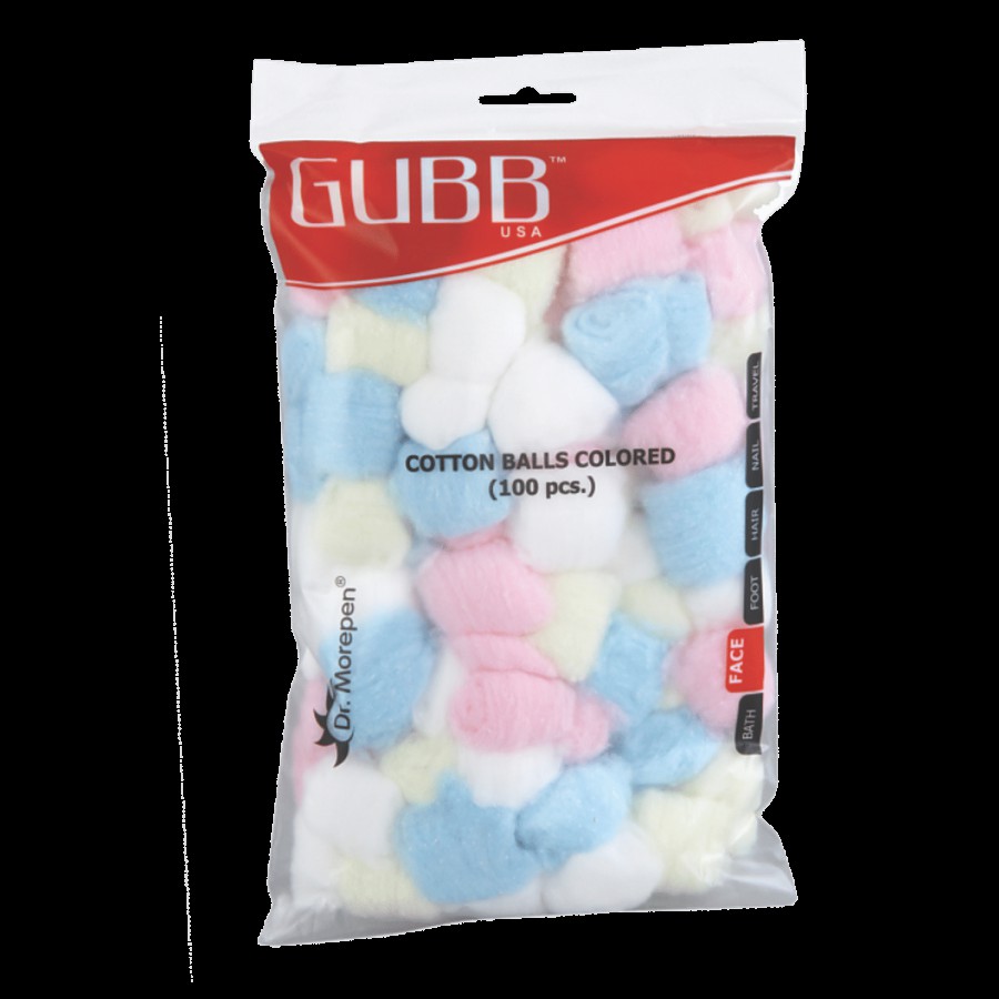 Gubb Coloured Cotton Balls - For Makeup Removal