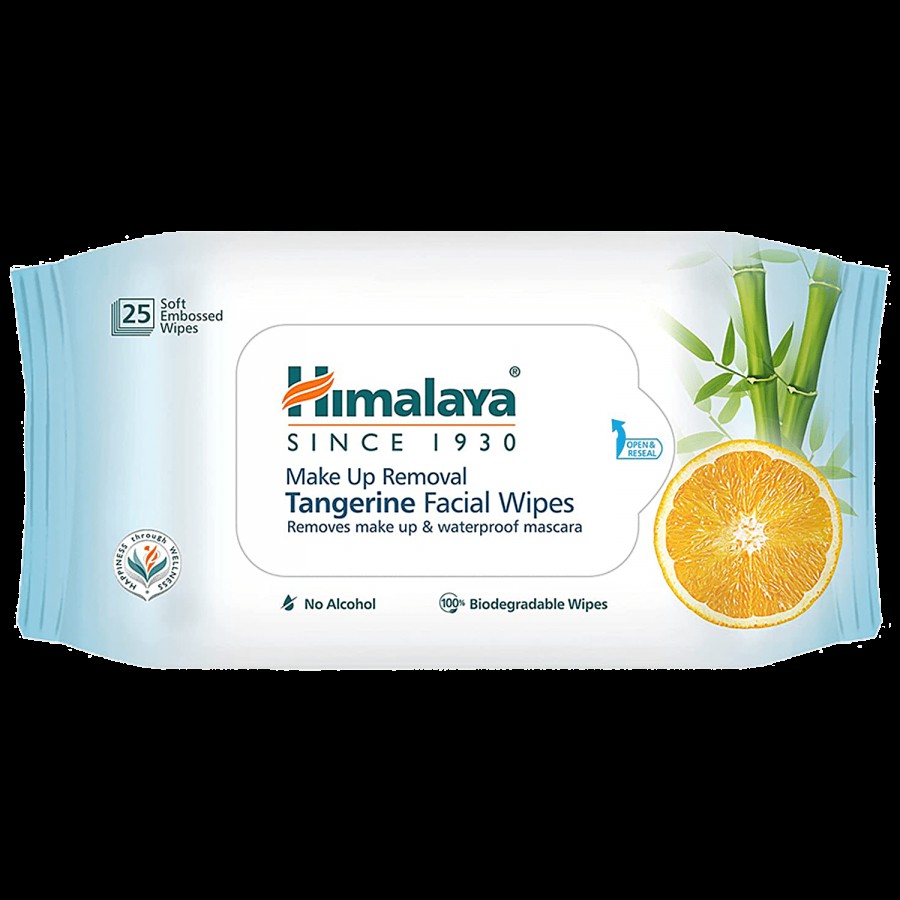 Himalaya Make Up Removal Tangerine Facial Wipes - Removes Makeup & Waterproof Mascara