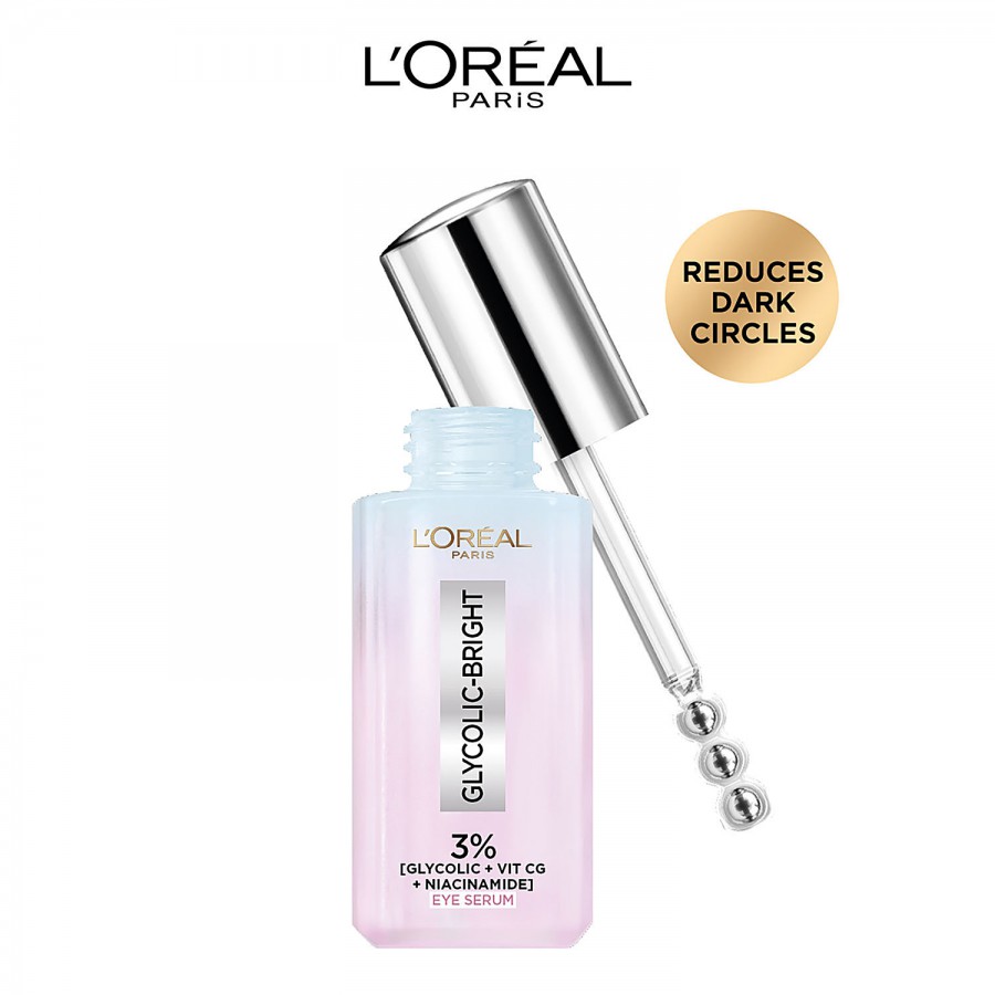 L'Oreal Paris Glycolic Bright Dark Circle Eye Serum With 3% Glycolic + Vit Cg + Niacinamide