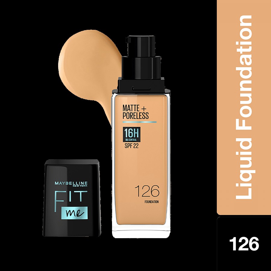 Maybelline New York Fit Me Matte+ Poreless Liquid Foundation - Matte Finish With 16H Oil Control