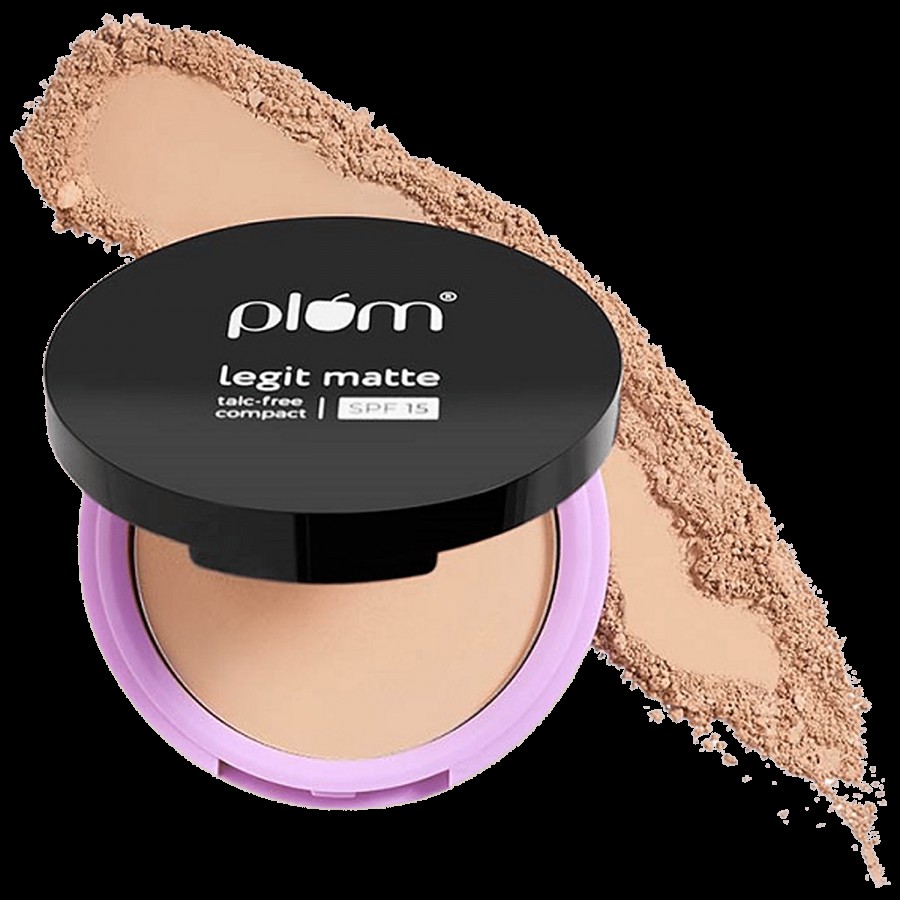 Plum Legit Matte Talc-Free Compact With SPF15 - Lightweight