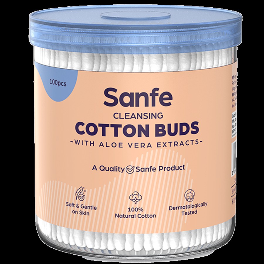 Sanfe Cleansing Cotton Buds With Aloevera Extract - Super Absorbent